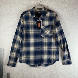 Bass Outdoor Flannel Shirt Women Small Plaid Stretch Long‎ Sleeve Button-Up 7686